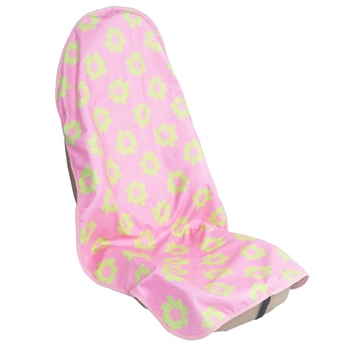 Image of Car Seat Cover Protector Front Seats,for Gym Workout,Running,Swimming,Beach and Hiking,Waterproof Sweat Towel Bucket Seat Covers for Cars SUV Trucks (Flower and Pink, 1Pcs)