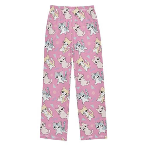 Cute Animal Little Cat Boys Pants for Kids Jogger Pants with Pockets S-XL