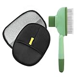 2 Stück Pet Hair Remover Fellmagnet Handschuh und 1 Stück Selbstreinigender Flohkamm für Katzen,Fellpflegebürste für Haustiere,Wiederverwendbare Handschuhe Doppelseitige von Tierhaaren für Katzen Fel