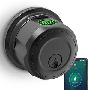GeekTale Fingerprint Deadbolt Lock,Keyless Entry Door Lock, Smart Deadbolt Lock for Front Door,Twist to Lock & Unlock,Easy Installation,Perfect for Entry Doors,Garage