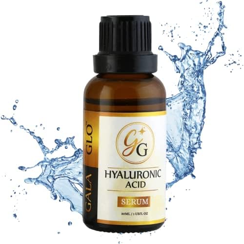 GalaGlo Skincare Pure Hyaluronic Acid Serum for Anti-Aging, Intense Hydration + Moisture, Non-Greasy, Paraben Free, Prevent Wrinkles & Brightening Product for all skin types (30 ml/1 fl oz).
