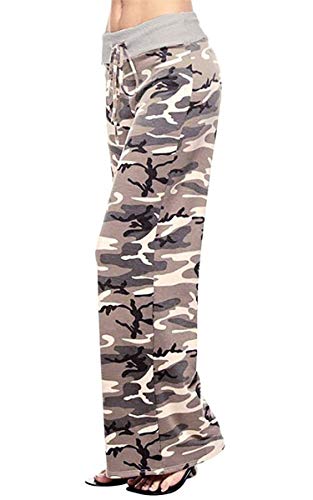 Image of AMiERY Women's Comfy Casual Pajama Pants Floral Print Drawstring Palazzo Lounge Pants Wide Leg