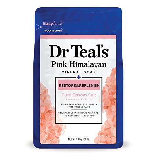 Dr Teal’s Epsom Salt Magnesium Soak, Restore & Replenish with Pink Himalayan Mineral, 3 lbs