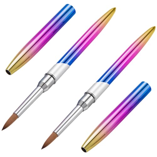 FOMIYES 2 piezas Pinceles para Uñas Gel Manicura Profesional Doble Punta Resistente para Diseño DIY Casa y Salón