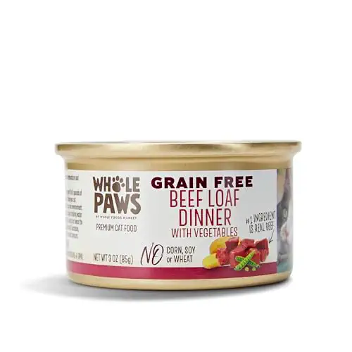 Grain-Free Wet Cat Food, Beef Loaf Dinner with Vegetables, 3 Ounce