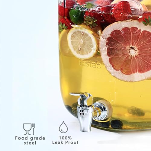 Image of 5 Liter Glass Beverage Dispenser with Tap & Stand, Ice Drink Dispensers for Water, Juice, Cocktails, Detox Drinks & More Perfect for Party,Home & Restaurants, Weddings Decoration (VM-08)
