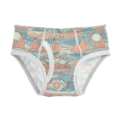 visesunny Boys Potty Training Underwear Wave Boat Vintage Breathe Cotton Briefs Size 2T-8Y for Toddler