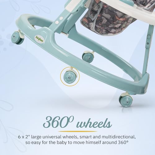 Image of Baybee Minto 2-in-1 Baby Walker for Kids with Push Handle, 2-Level Height Adjustment, Footmat & Musical Toy Bar | Activity Push Walker for Babies 6-18 Months (Blue)
