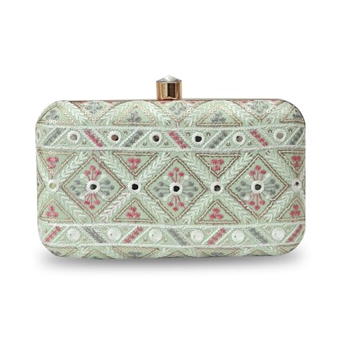 Image of THE TAN CLAN Ariba Box Clutch Purses Luxury Handbags Bag for Women - Elegant Evening Handbag, Stylish Purse with Magnetic Closure