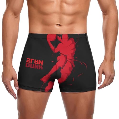 Maillot de bain slip rouge pour homme avec imprimé ballon de basket