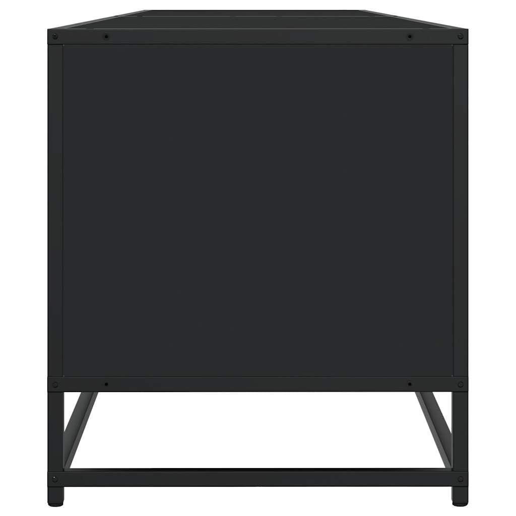 Mobile TV nero in legno e metallo, 180,5 x 40 x 46 cm, con 4 scomparti, spazio e ripiano per soggiorno, camera da letto, home theatre, gaming