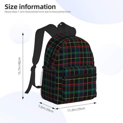 Buffalo Plaid Dark Green Travel Laptop Backpack For Men Women-Lightweight Carry On Backpack,Hiking Backpack, Water Resistant Beach Backpack With Laptop Compartment2