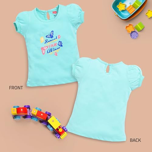 Image of LuvLap Baby Girls Regular Fit 100% Cotton Half Sleeves Girls Top Pack of 5