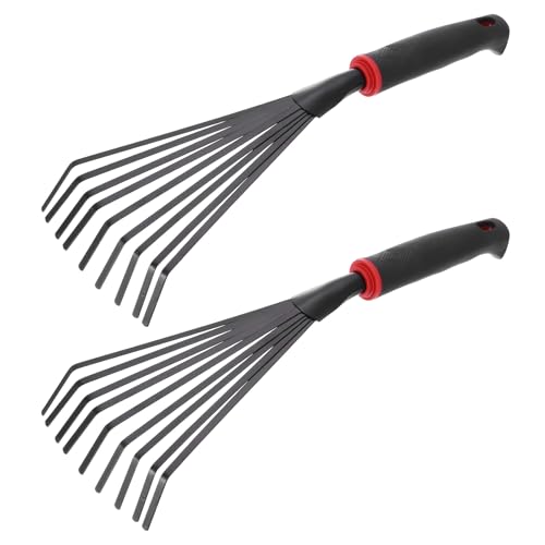 QUARKZMAN 2Pcs Rastrello Per Foglie Da Giardino 40.5Cm Piccolo Rastrello Per Terreno Rastrello Per Erba Con Manico Ergonomico Per Spazzare Foglie Coltivazione Giardinaggio Spazzare Cortile