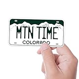 Mountain Time Colorado License Plate Sticker | Rocky Mountain Bumper Sticker for Car | Denver Aspen Boulder Decals for Hydroflask