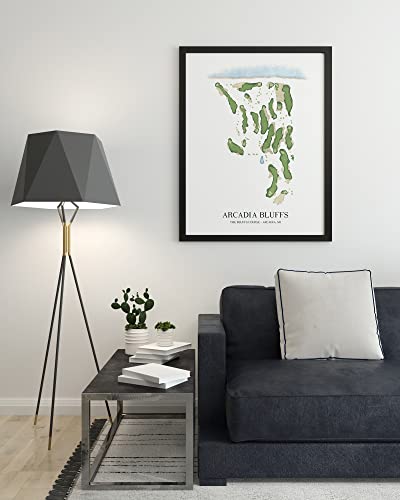 Arcadia Bluffs Course Map - Framed - Wall Art, Golf Artwork, Home Decor, Black Wood Frame, Golf Course Map (Arcadia Bluffs, 11" X 14") #TOP18