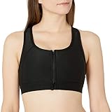 Jockey Women's Zip Front High Impact Racerback Sports Bra, Deep Black, Large
