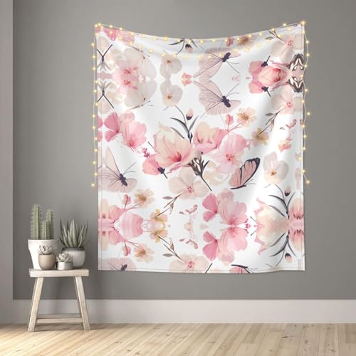 Nappe murale imprimé fleurs roses grand format 152x129 cm