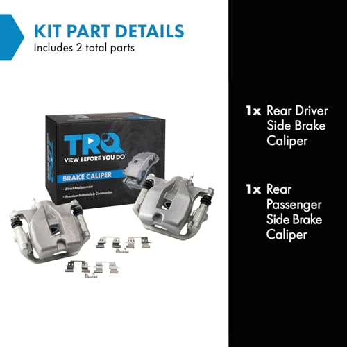 Image of TRQ Rear Driver and Passenger Side Brake Caliper Set Caliper Brackets Hardware Compatible with 08-10 Toyota Highlander, 11-13 Highlander Base, 11-13 Limited, 12-13 SE
