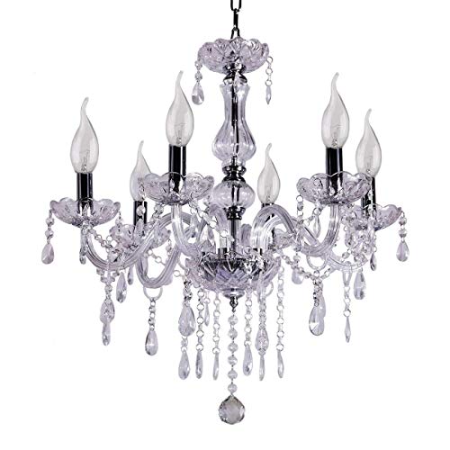 Plafonnier 6 lumières de prestige style bougies suspendus en métal