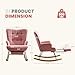 Furniliving Nursery Rocking Chair Modern Armchair Upholstered Glider Rocking Chair Accent Chair with Retractable Footrest Reading Chair with High Backrest Solid Wood Base for Bedroom, Pink, Teddy