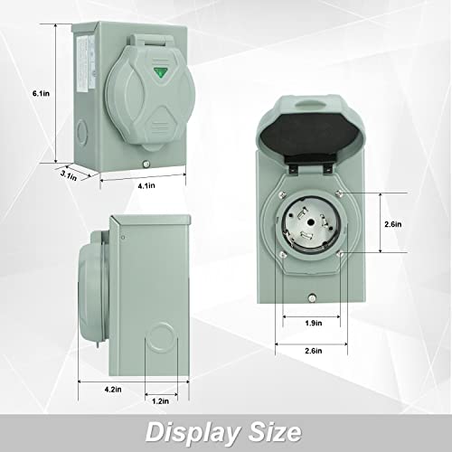 Rophor 50 Amp Generator Power Inlet Box, Nema Ss2-50P Power Inlet Box For 3 Prong Generator Cord, 125/250 Volt, 12500 Watts, Weatherproof, Outdoor Use, Etl Listed #TOP3