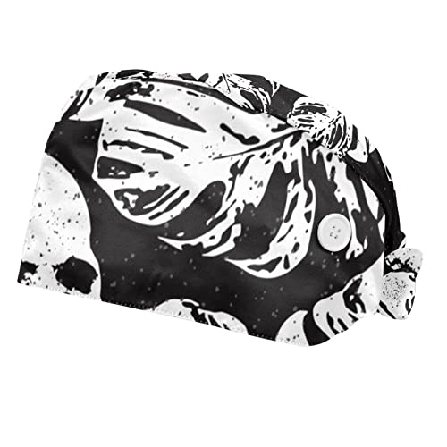 Chapeaux de travail crânes et feuilles tropicales unisexe | Lot de 2 casquettes