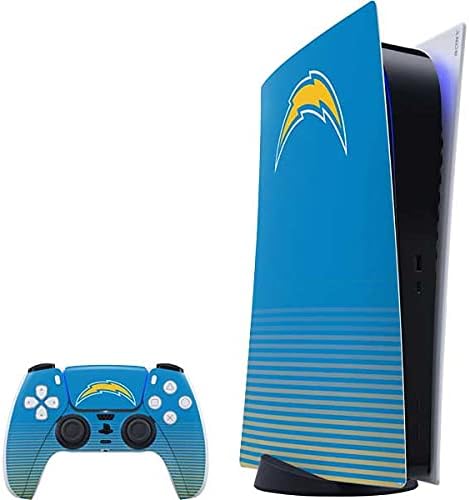 Skinit Decal Gaming Skin Compatible with PS5 Digital Edition Bundle - Officially Licensed NFL Los Angeles Chargers Black & White Design