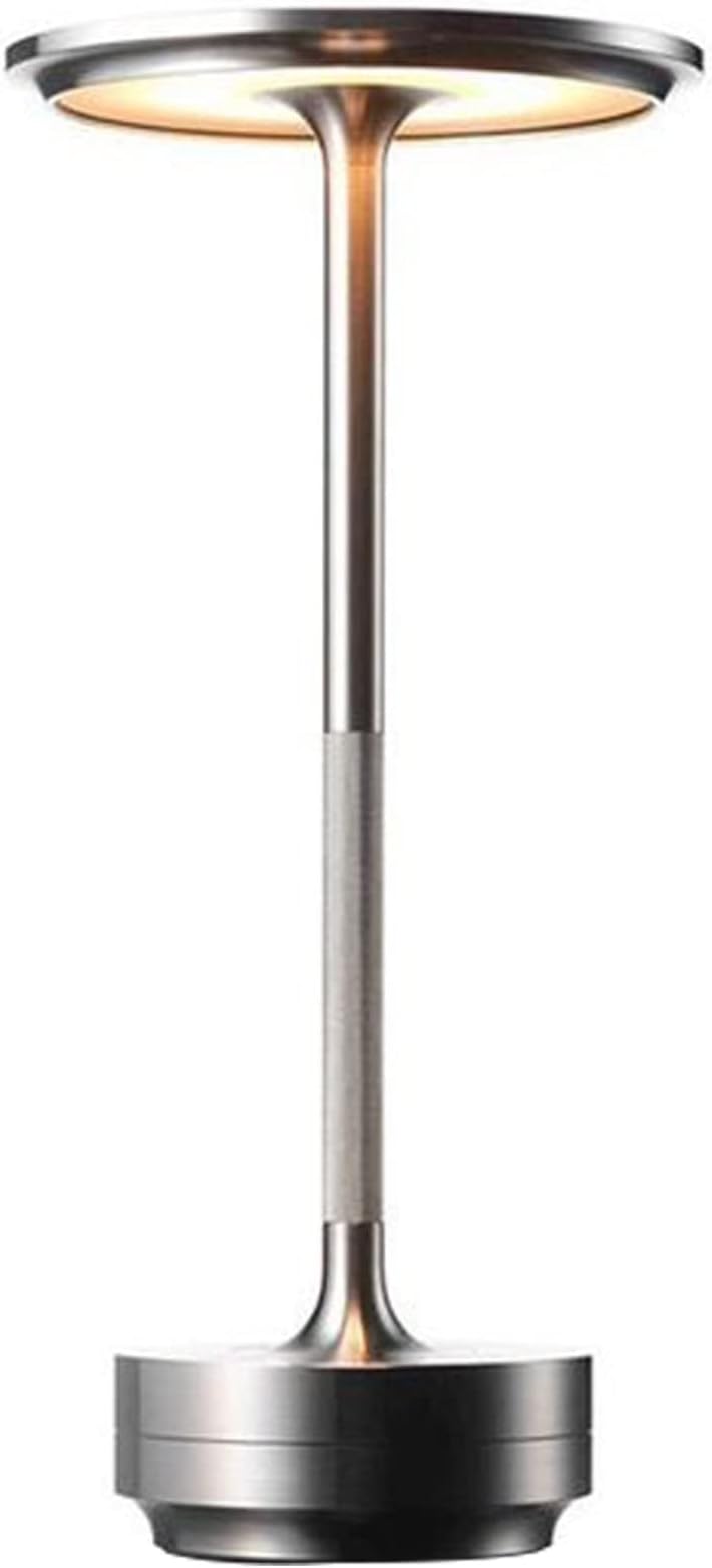 ONE5 LED Metal Table Lamp with Dimmable Touch Sensor Aluminium, USB-C charging, 3000-6000k, 36h on low intensity, 8h on High Intensity, Ideal for restaurants, hotels, home as reading lamp (Silver)