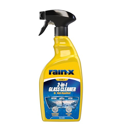 Rain-X 2-in-1 Glass Cleaner + Rain Repellent Streak-Free Shine & Advanced Water Beading Helps Protect Against Rain Snow Ice & Insects Quick & Easy Spray Application 500ml