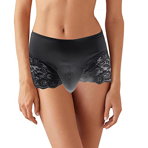 Men's Lace Briefs Sissy Pouch Underwear Crossdress Breathable Stretch Cotton Lace Panties Large Hip Wrap Boxers4