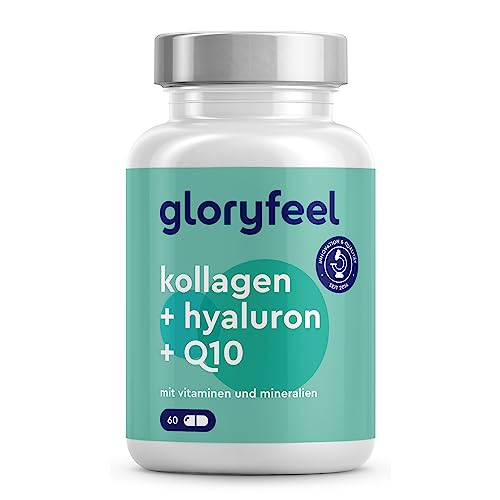 Collagen + coenzyme Q10 + hyaluronic Acid - Premium: Marine Collagen - with zinc, Magnesium, Vitamin B12, D3, A & C - 60 Capsules - Laboratory-Tested, high-dose Without additives, Made in Germany