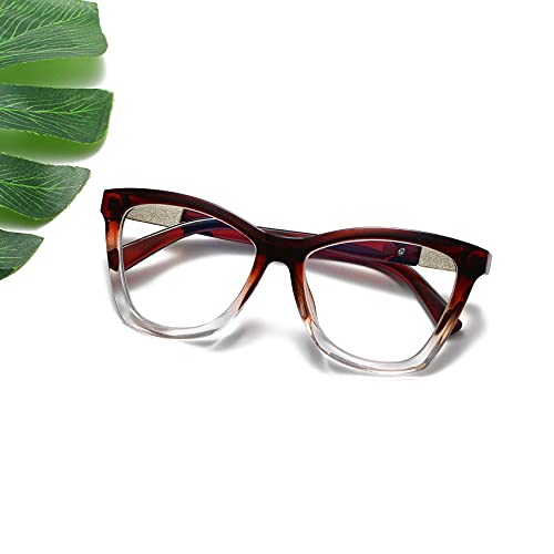 Image of Bevi Reading Glasses Anti Eyestrain Blue Light Blocking Large Square Oversize Frame with Metal Hinge for Women and Men