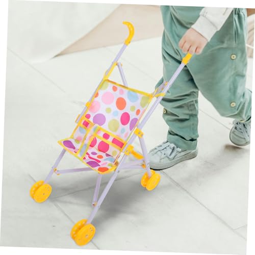 CORHAD Kleiner Puppenwagen aus Kunststoff Kinderwagen für Mädchen Dekorativer Puppenwagen für Rollenspiele und Puppenhaus für Ab Jahren – Bild 6