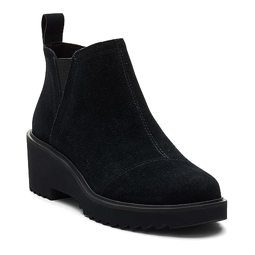 Image of TOMS Women's Maude Wedge Boot, Leather Upper, OrthoLite Insole, Side Zip, Lightweight