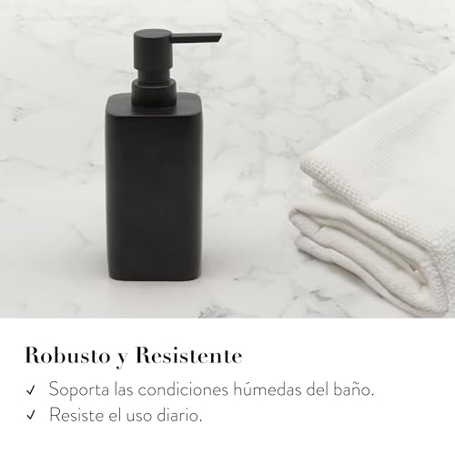 ZCCZ Juegos de Accesorios de baño 4 Piezas Negro con Dispensador de jabón, Vaso baño, Soporte para Cepillo de Dientes y Bandeja - Set de baño Negro Opaco - imagen 4