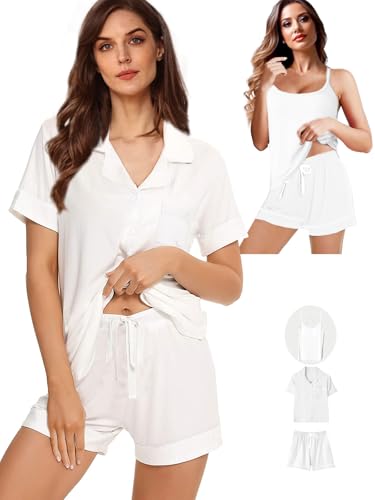 3Pcs Womens Pajamas Set XS-4XL Soft Pajama Sets Cami Sexy Lingerie Sleepwear Pj Lounge Sets Pjs Set Loungewear