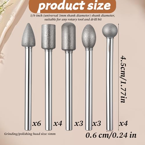 Juego de 20 piezas de fresas diamantadas 200 Grit 1/8 pulgada miniatura 2