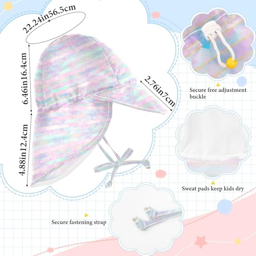 KLL Toddlers Beach Hat Baby Boys Beach Play Hats Baby Girls' UPF 50+ Protection Neck Flap Traveling Camping Hat Seamless Pastel Aesthetics Mystery Strips4