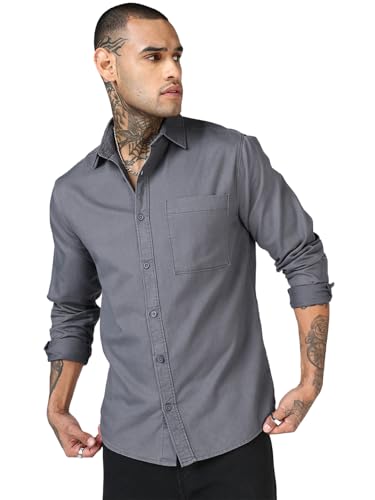 Chemise pour homme gris L Bewakoof en coton confortable