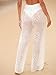 DaLingLam Womens Crochet Cover Up Pants Swimsuit Coverup Mesh Sheer High Waisted Drawstring Beach Pants (White, Medium)