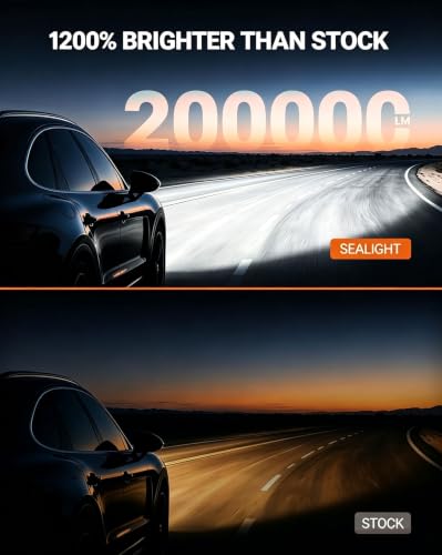 Image of SEALIGHT H1 H7 LED Bulbs Combo, 200,000LM 6500K Cool White H7 H1 LED Light Bulbs, 70K+Hrs Lifespan High Quality Copper Substrate Cooling System, 1:1 Size Easy to Install, Pack of 4