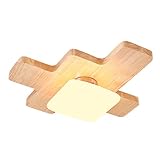 Schlichte holz Deckenleuchte,gefertigt Gummibaumholz und Glas.
