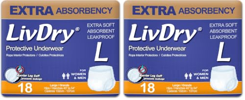 Image of LivDry Adult Incontinence Underwear, Extra Absorbency Adult Diapers, Leak Protection, Large, 36-Pack