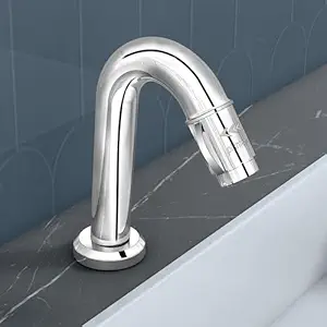 Plantex Pure Brass Mouth-Flow Swan Neck Pillar Cock Water Tap| Tabletop Basin Tap with Teflon Tape | 7 Year Warranty (MAG-1203-Chrome)