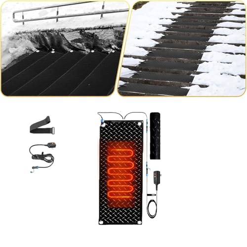 GSUNLEO Tapetes antinieve for escaleras Exteriores - Antideslizantes con Cable de alimentación for el Invierno - Paquete de 5 (15,7 x 24 Pulgadas)(40x200cmx1Pcs)