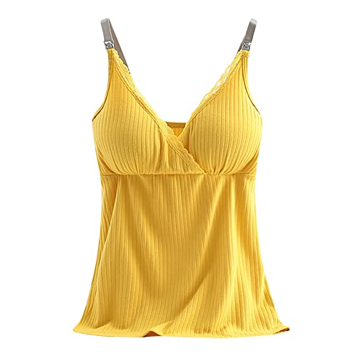 Premamá Tops Camisas sin Manga Lactancia Materna para Mujeres Color sólido cómodo Chaleco Basic Camisola Camiseta Algodón Ropa Premamá de Enfermería Verano Regalo Durante el Embarazo