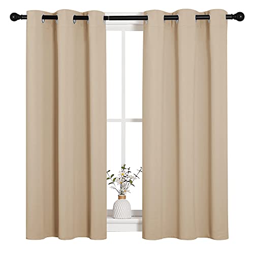 Image of NICETOWN Room Darkening Curtain Panels for Cafe, Thermal Insulated Grommet Room Darkening Draperies /Drapes for Window (Biscotti Beige, 2 Panels, W34 x L45 inch)