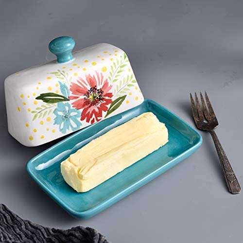 Wisenvoy Butter Dish Ceramic Butter Dish With Lid Butter Keeper Butter Dish With Lid For Countertop Flower Butter Crock #TOP5