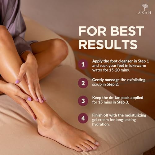 Image of Azah Foot Glow Kit Pedicure Kit for Women for Foot | 2% Salicylic Acid | Foot Scrubber for Dead Skin | Cleanse & Hydrate | Foot De-Tan Cream | Foot Cream for Cracked Heels | Feet Dead Skin Remover